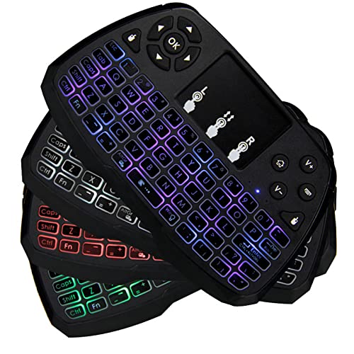 [Australia - AusPower] - Miritz 2.4GHz Wireless Mini Keyboard with Mouse Touchpad Remote Control, LED Backlit Colorful, USB Liion Battery Charging Black 