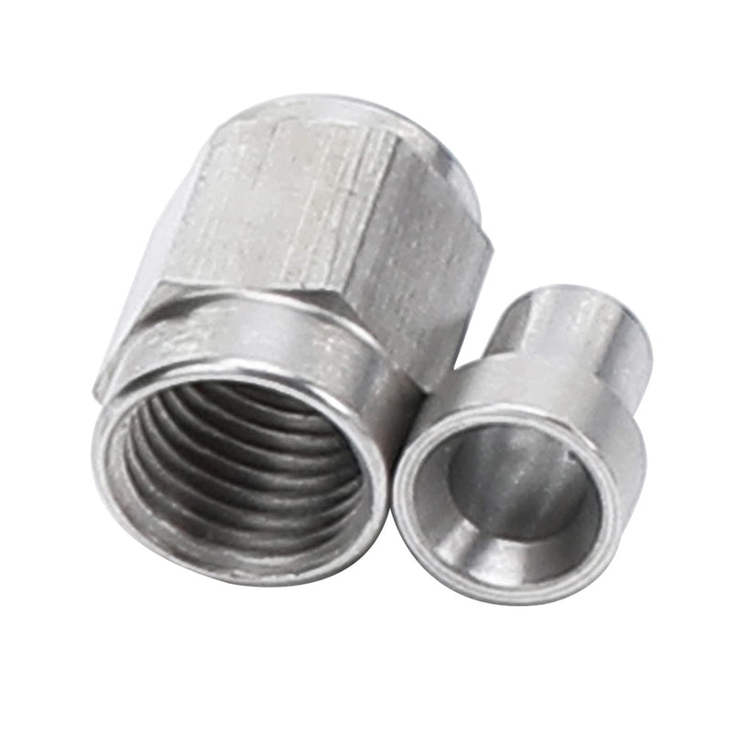 [Australia - AusPower] - AC PERFORMANCE Stainless Steel Hardline Fitting -4 AN AN4 Female Tube Nut and Sleeve For 1/4'' 1/4 inch 6.35mm outer diameter alloy Tube Hose Line Fitting, Pack of 2 