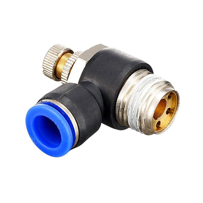 [Australia - AusPower] - Metalwork Plastic & Brass Flow Control Valve, 90 Degree Male Elbow With Push to Connect Quick Connector, 8mm Tube OD x 1/4" BSP Male Thread (Pack of 2) 8mm OD x 1/4" Male Pack of 2 