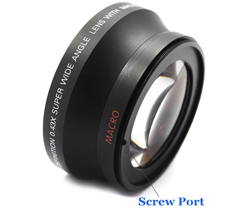 [Australia - AusPower] - 49mm 0.43x Wide Angle Lens with Macro for Panasonic HC-WXF991K, HC-VX981K, HC-X900/M, HC-X920K Camcorder 