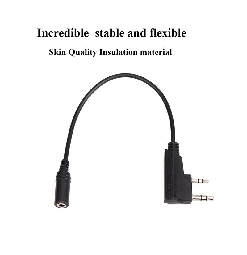 [Australia - AusPower] - Retevis Earpiece Adapter,2 Pin to 3.5mm Walkie Talkies Headset Adapter for Retevis H-777 RT21 RT22 RT27 RT7 H-777S Baofeng UV-S9 Plus Kenwood 2 Way Radios (1 Pack) 