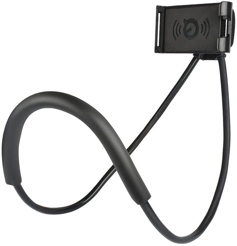 [Australia - AusPower] - Universal Smart Mobile Phone Stand,Hanging on Neck Cell Phone Mount Holder, Lazy Cell Phone Holder (Black) 