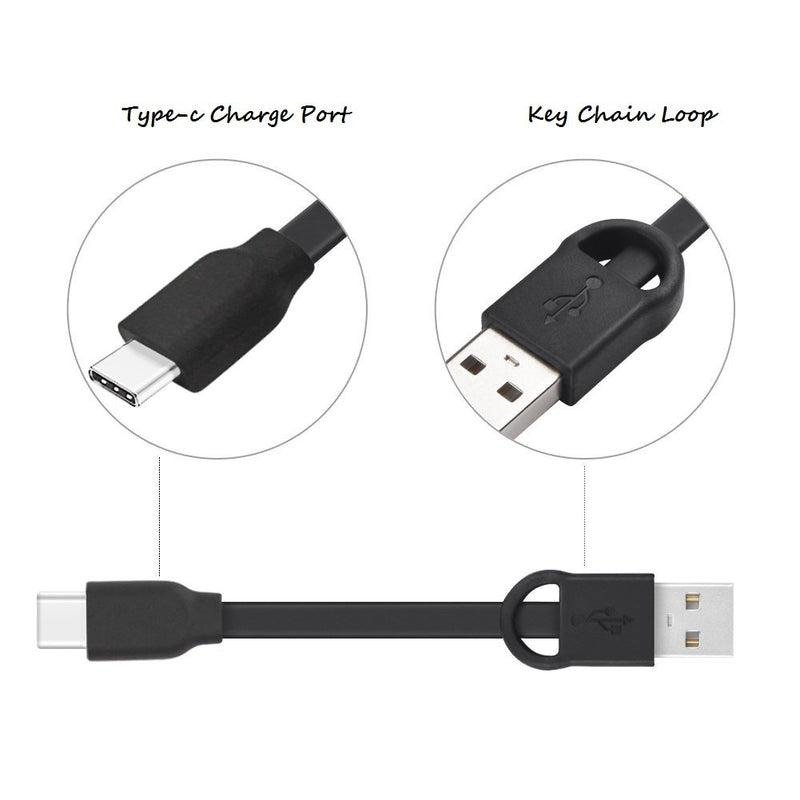 [Australia - AusPower] - Short USB C to USB A, Type-C Charger Cable Cord PowerLine Keychain 3 Inches Fast Charging Cord Compatible with Samsung Galaxy S20/ S20 Plus/S10/S9/Note 20 Ultra/Google Pixel OnePlus Huawei (3 Packs) 