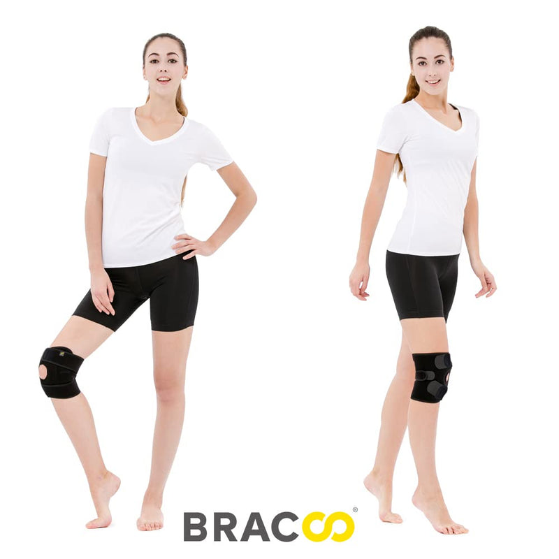 [Australia - AusPower] - Bracoo Adjustable Compression Knee Patellar Tendon Support Brace for Men Women - Arthritis Pain, Injury Recovery, Running, Workout, KS10 (Black) Black 
