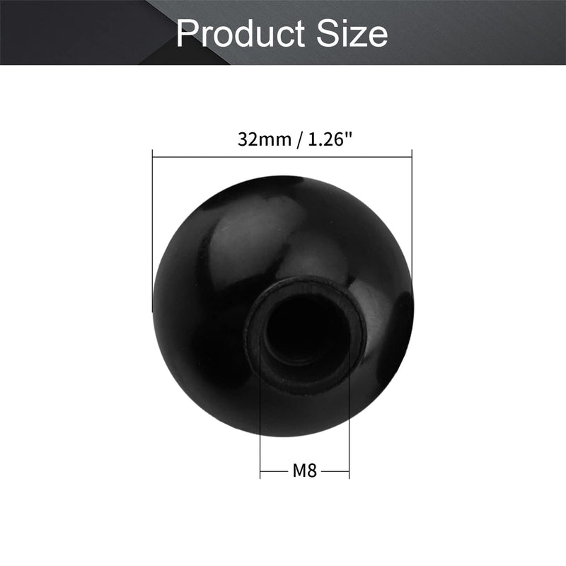 [Australia - AusPower] - Othmro 4pcs Thermoset Ball Knob M8 Female Thread Machine Handle 32mm Diameter Smooth Rim 8mm 4 Pieces 