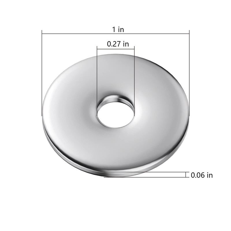 [Australia - AusPower] - Wensilon (120Pcs)1/4"x1 Stainless Steel 304 Metal Flat washers for Screws and Bolts, Suitable for Factory Maintenance, Kitchen, Store and Outdoor Construction 