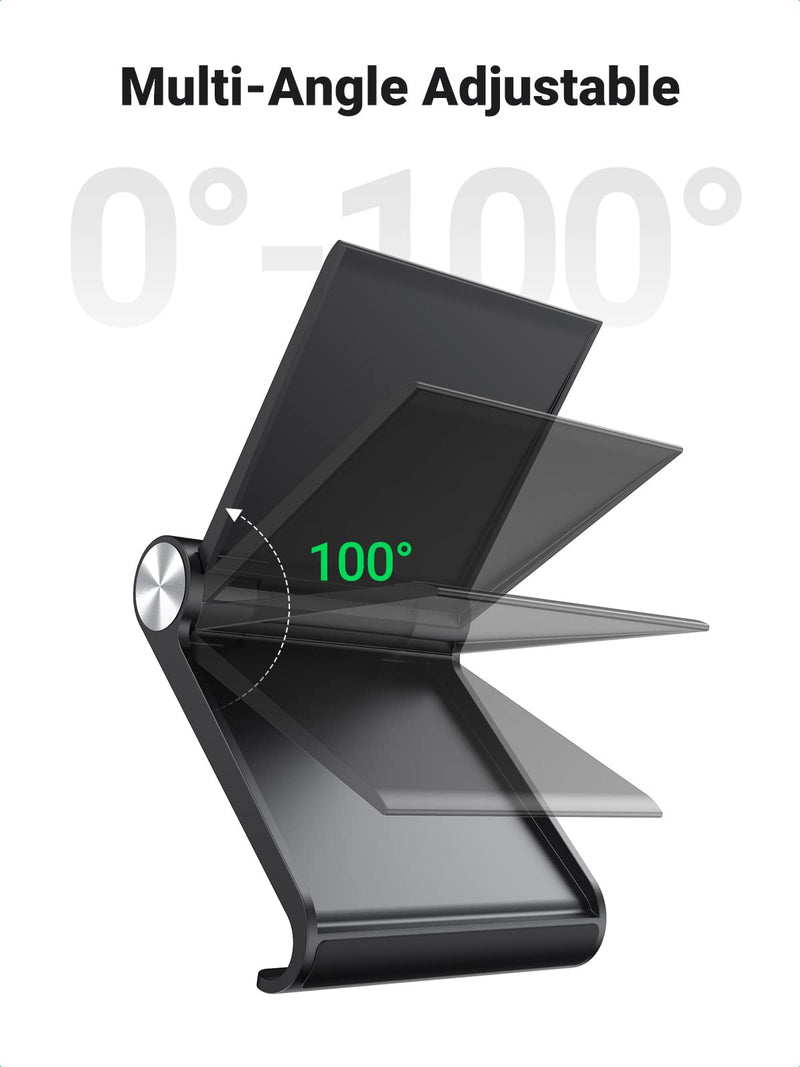 [Australia - AusPower] - UGREEN Cell Phone Stand Holder for Desk Adjustable Compatible with iPhone 13 12 Pro Max 11 SE XS XR 8 Plus 6 7 Samsung Galaxy Note20 S20 S10 S9 S8 Android Smartphone Mobile Phone Dock Foldable Black 