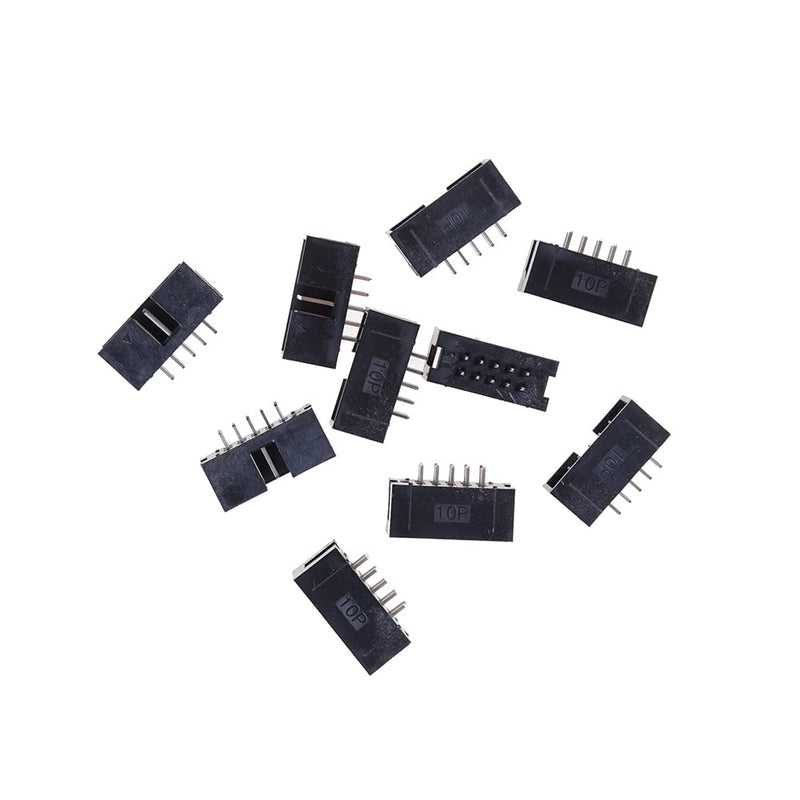 [Australia - AusPower] - Cermant 50PCS DC3 2.54mm/0.1Inch 10 Pin Straight Male Shrouded PCB IDC Socket Box Header Pitch Straight Box Header Connector Black Color (10P) 10P 