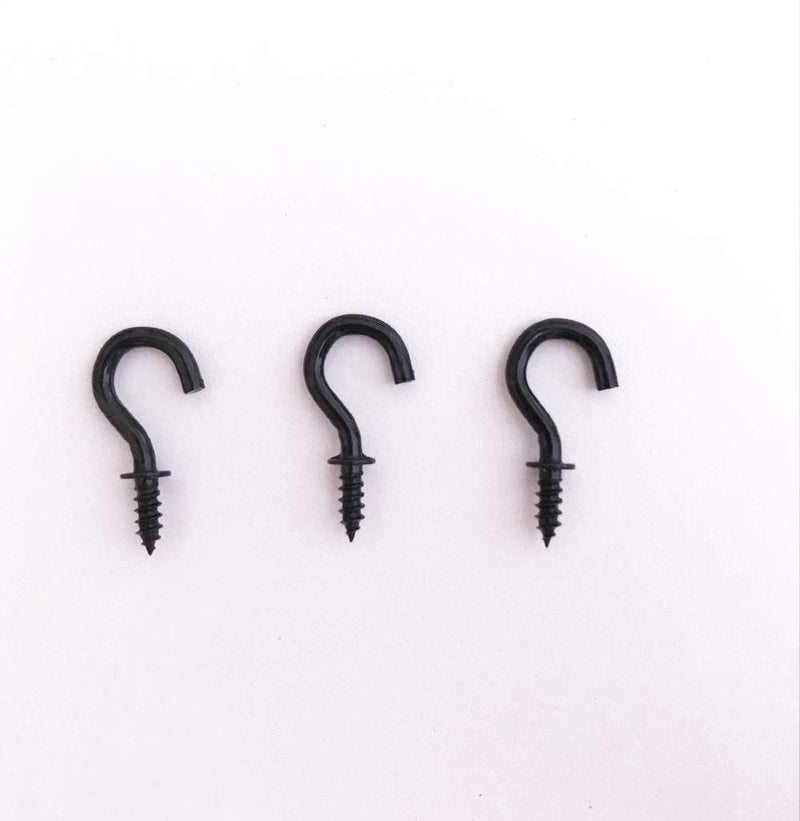 [Australia - AusPower] - IDEALSV 100 Pcs 1/2" Small Jewelry Hooks Screw in Ceiling Hooks String Lights Hooks Black 