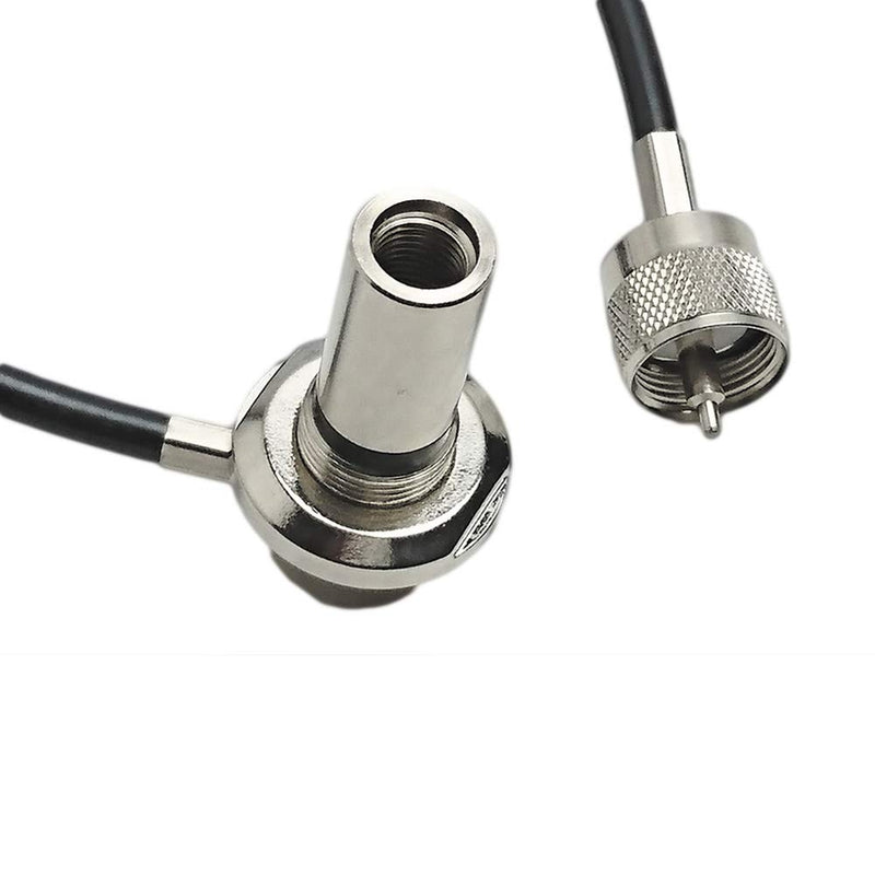 [Australia - AusPower] - UngSung 3/8 x 24 Vehicle CB Antenna Mount Bulkhead Stud Mount to PL-259 Connector with 15FT Coax RG58A/U Cable for CB Ham Two Way Radio Antenna 