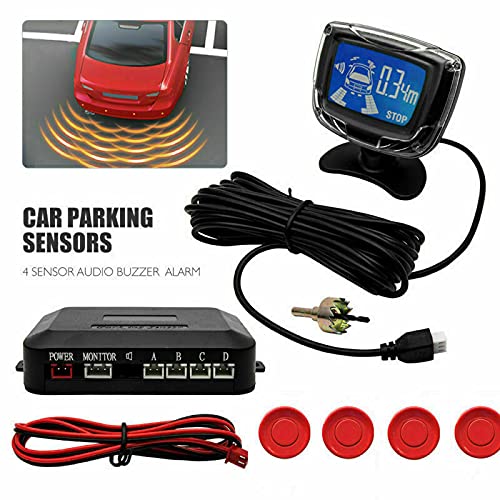 [Australia - AusPower] - 4 LED Car Parking Radar Sensor Buzzer Alarm Backup Reverse System Kit universal NEW Car Parking Rear Reverse 4 Sensors Kit Buzzer Radar LED Display Alarm System 