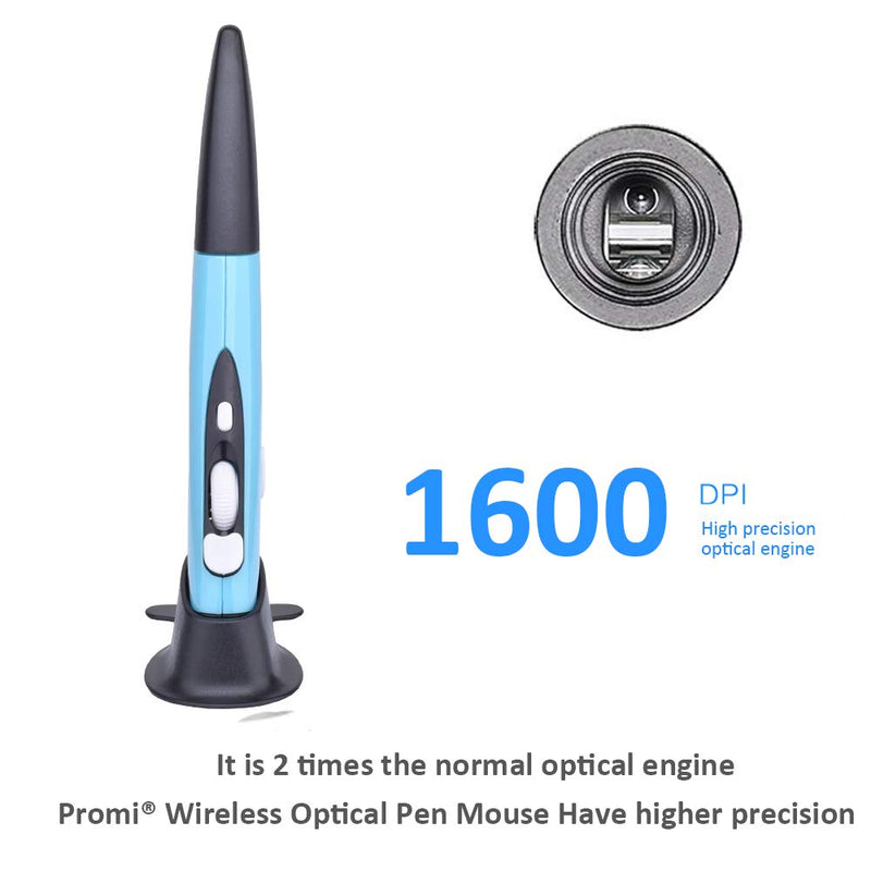 [Australia - AusPower] - Wireless Optical Pocket Pen Mouse,Promi 2.4 Ghz USB 3.0 Wireless Optical 2-in-1 Digital Pen Mouse & Adjustable 800/1200/1600 DPI,Ergonomic Mouse for MacBook Notebook Desktop (Blue) 