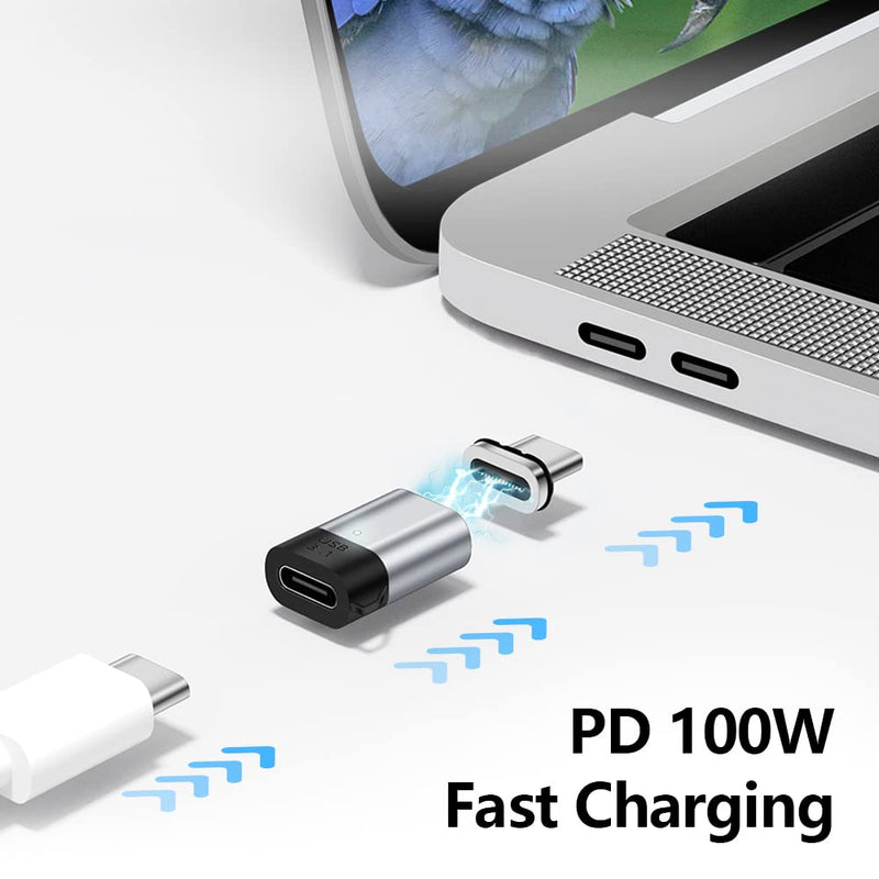[Australia - AusPower] - Magnetic USB C Adapter Straight 24 Pin Mini Magnetic USB C Adapter Connector 2 Pack 100W PD Fast Charge 20Gbs Data Transfer USB3.1 magnetic usb c adapter straight 2 