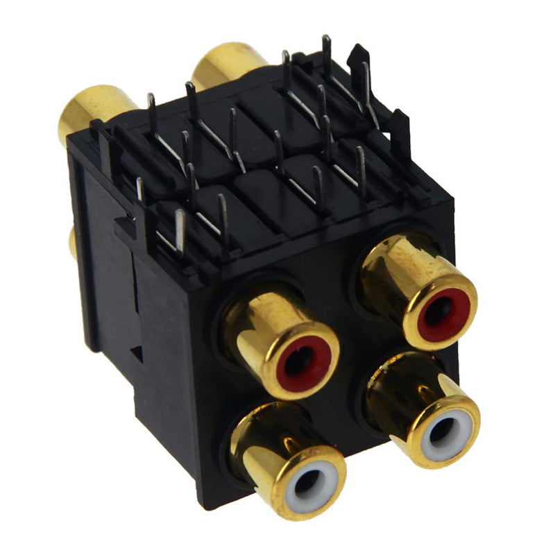 [Australia - AusPower] - Fielect 5Pcs RCA Female Jack 8 Pin PCB Mounted AV Concentric Outlet 4 RCA Female Socket Connector Stereo Audio Video Jack 4Pin 4holes AV-4 