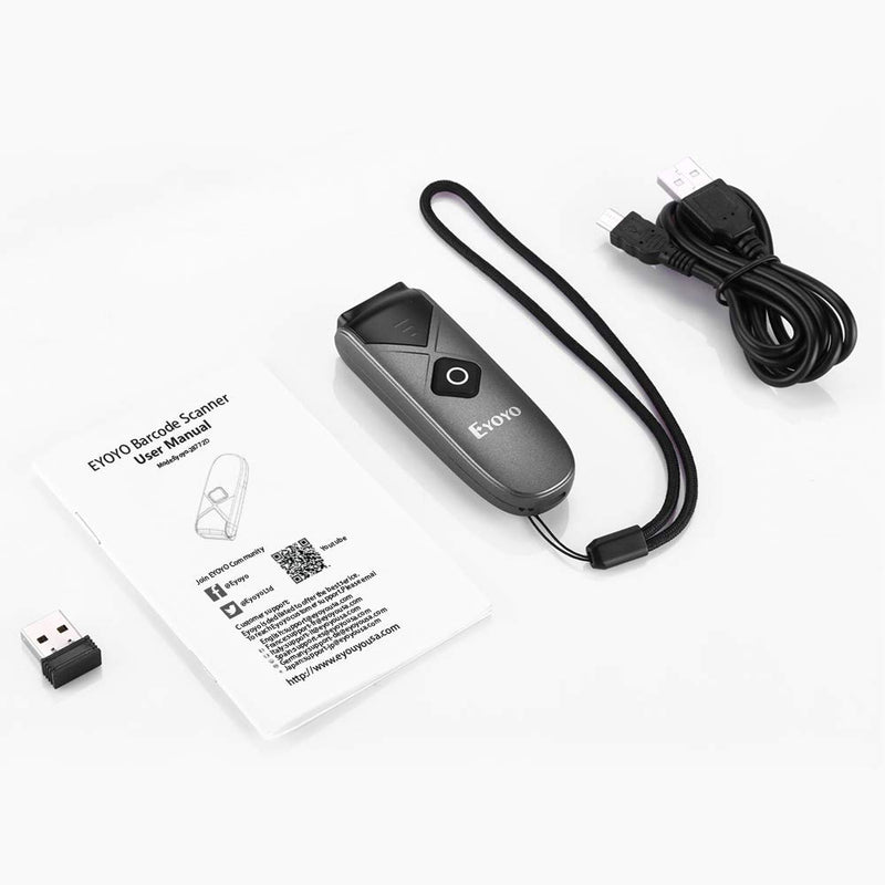 [Australia - AusPower] - Eyoyo Mini 2D QR 1D Bluetooth Barcode Scanner, Portable Wireless Barcode Reader with USB Wired/Bluetooth/ 2.4G Wireless Connection PDF417 Data Matrix Image Scanner for iPad, iPhone, Android, Tablet PC Mini 2D Bluetooth Barcode Scanner 