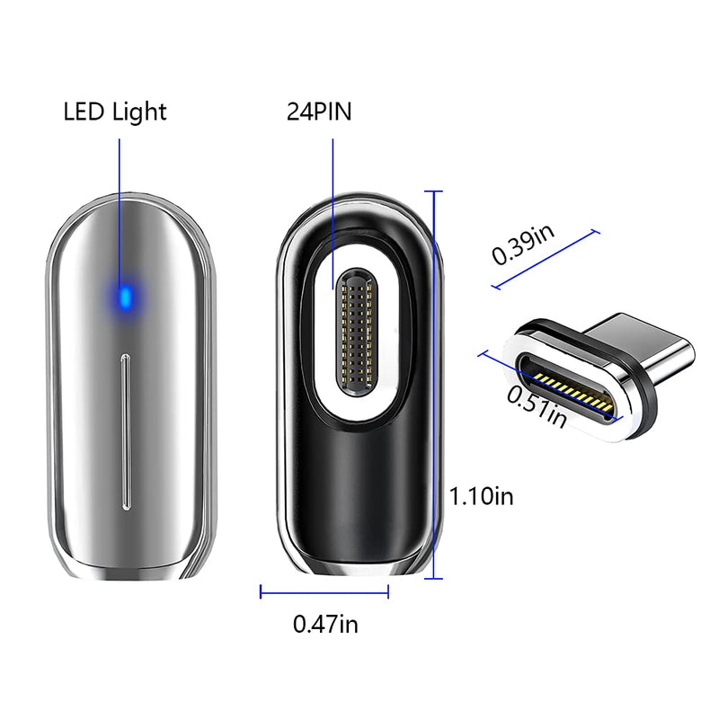 [Australia - AusPower] - aucon Magnetic USB C Adapter, 24Pins Type C Connector, PD 100W Fast Charging 10Gbs Data Transfer, Silver 