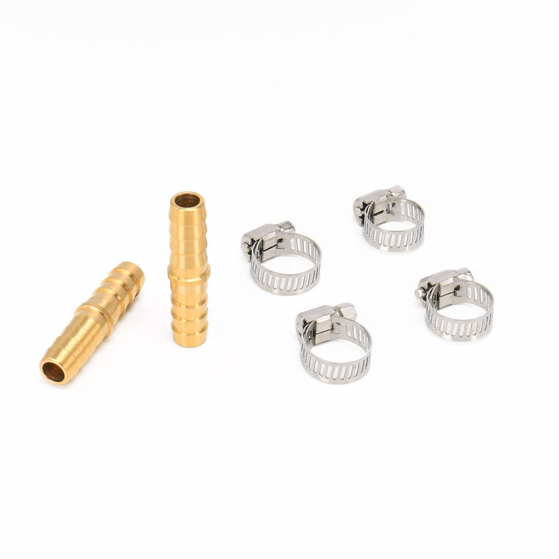 [Australia - AusPower] - BathAce Brass Hose Barb Fitting Splicer Mender, Quick Connect Threaded Pipe Adapter Heavy Duty M Type Fitting Union Air Gas Water Fuel, 2 Pack (3/8 Barb x 3/8 Barb) 3/8 Barb x 3/8 Barb 