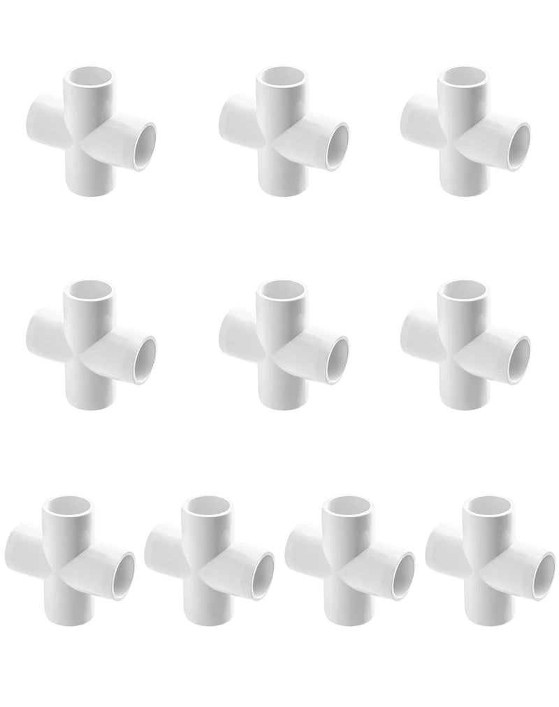 [Australia - AusPower] - QWORK 4 Way 1/2" Cross PVC Fitting, 10 Pack PVC Fitting Connector, Furniture Grade, for Building Furniture and PVC Structures, White 1/2 Inch 4 Way Cross 