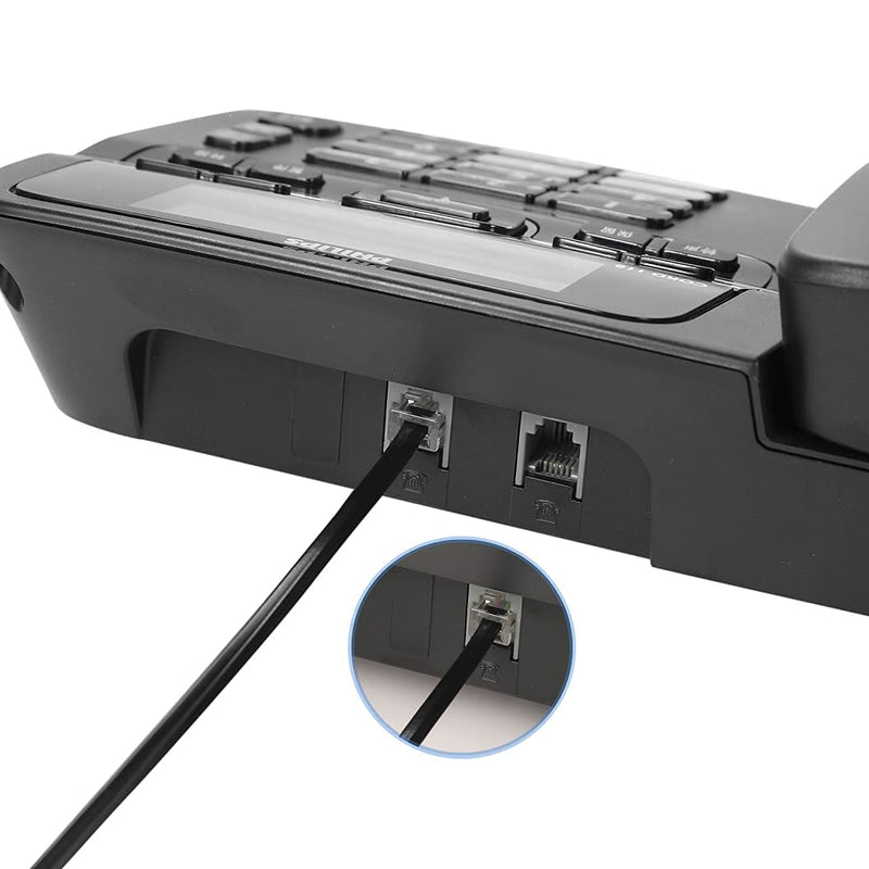 [Australia - AusPower] - 20Feet Long Telephone Extension Cord Phone Cable Line Wire, with Standard RJ11 Plug and 1 in-Line Couplers and 10 Cable Clip Holders-Black (20 Feet) 20 Feet 