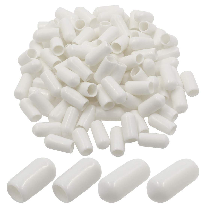 [Australia - AusPower] - Zorfeter 100 Pcs White Screw Thread Protectors 1/4" (6mm) PVC Flexible Round Tube Bolt End Caps 6mm ID 