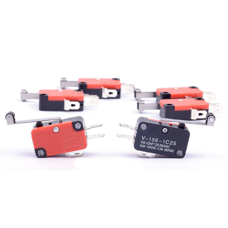 [Australia - AusPower] - Cylewet 6Pcs V-156-1C25 Micro Limit Switch Long Hinge Roller Momentary SPDT Snap Action for Arduino (Pack of 6) CYT1046 