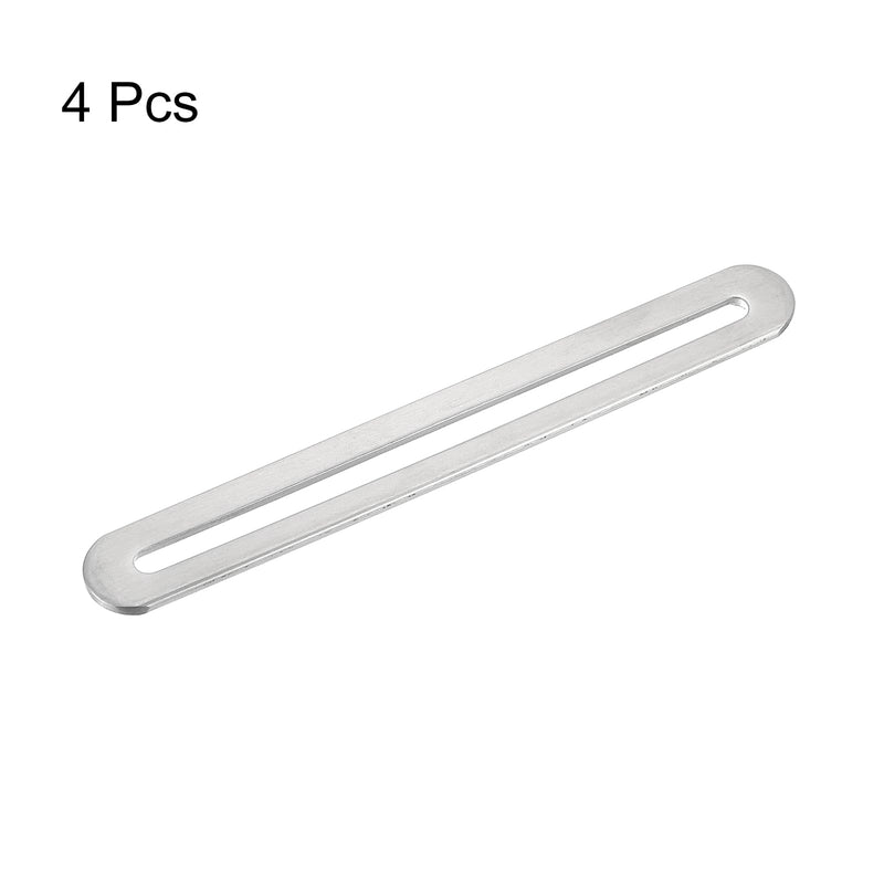 [Australia - AusPower] - uxcell Adjustable Corner Code, 4Pcs 155x19mm - Stainless Steel Flat Straight Thickened Slotted Brace Brackets, for Fixed Furniture Shelf Connector (Silver) Silver 