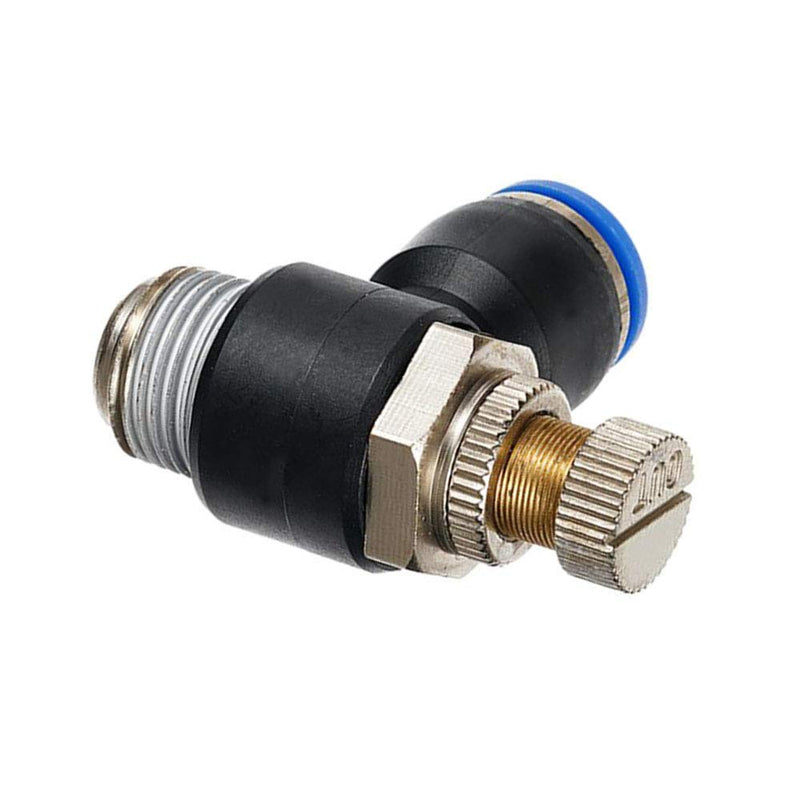 [Australia - AusPower] - Metalwork Plastic & Brass Flow Control Valve, 90 Degree Male Elbow With Push to Connect Quick Connector, 8mm Tube OD x 1/4" BSP Male Thread (Pack of 2) 8mm OD x 1/4" Male Pack of 2 