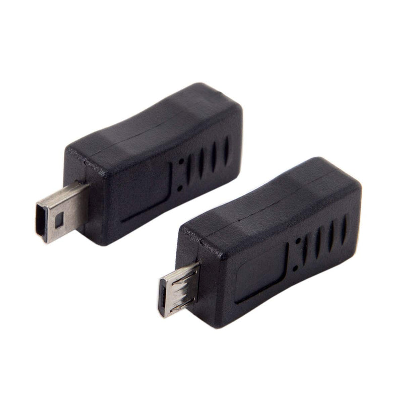 [Australia - AusPower] - CY 2pcs Mini USB Male to Micro USB 5pin Female & Mini Female to Micro Male Extension Adapter Black 
