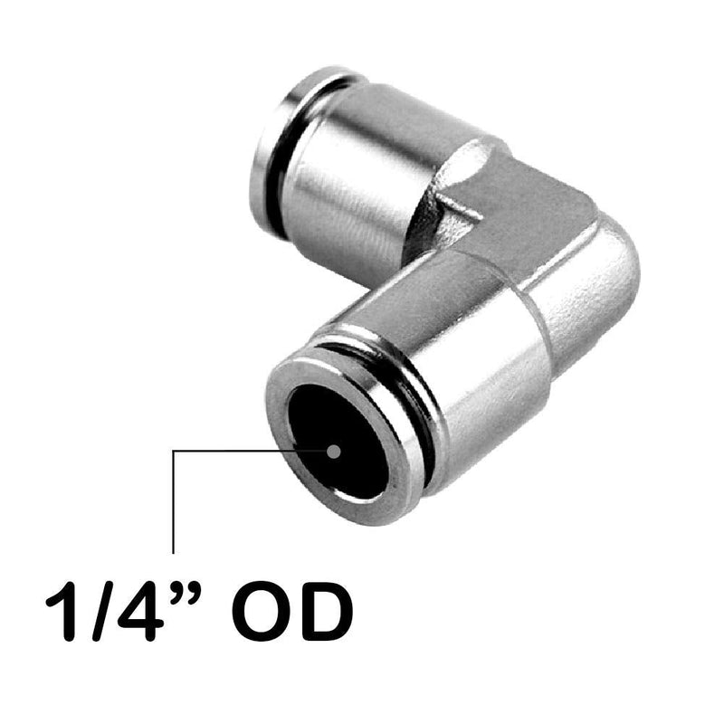 [Australia - AusPower] - Beduan Push to Connect Fitting Elbow, 1/4" Tube OD 304 Stainless Steel 90 Degree Quick Connect Adapter Union Splicer Joiner Mender 1/4 " 