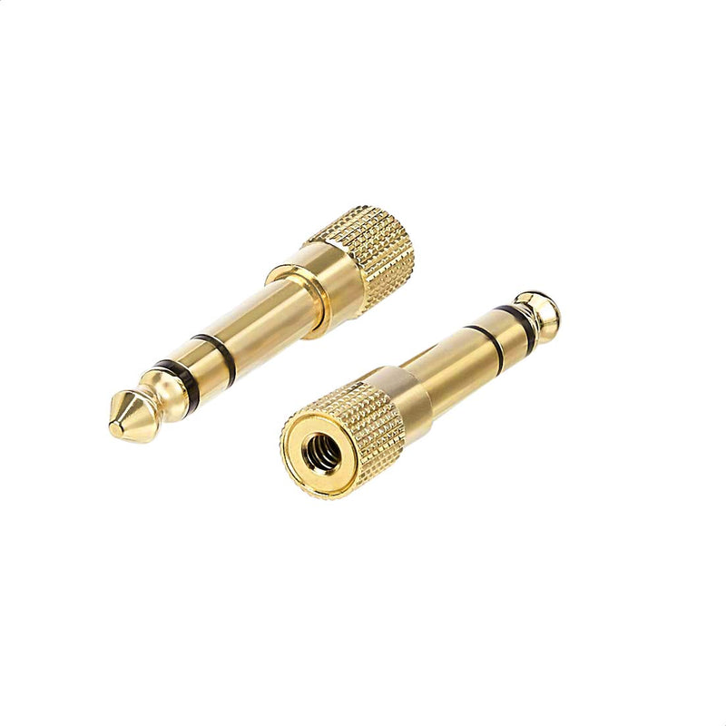 [Australia - AusPower] - Amazon Basics Gold Plated 6.35mm 1/4 Male to 3.5mm 1/8 Female Stereo Headphone Adapter - 2-Pack 