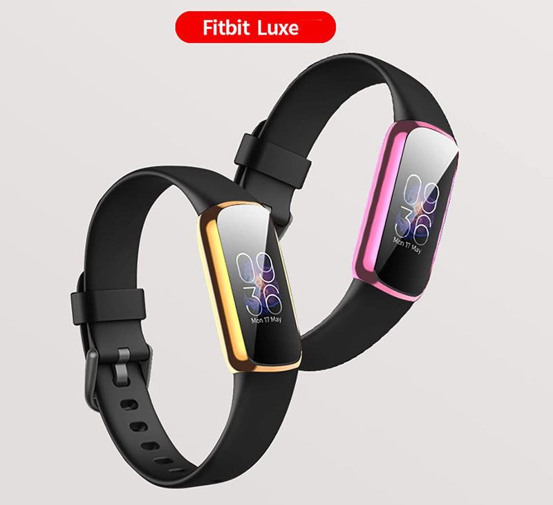 [Australia - AusPower] - 2 Pack Screen Protector Case Compatible with Fitbit Luxe, Full Coverage Protective Plated TPU Screen Protector Bumper Accessory Cover Case for Fitbit Luxe Smartwatch Silver+Clear 