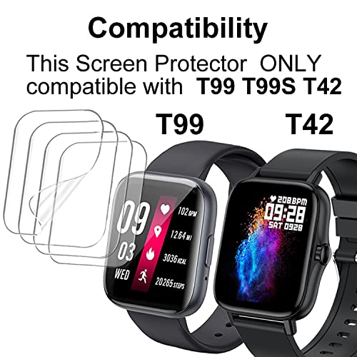 [Australia - AusPower] - smaate SOFT Screen Protector Compatible with Smartwatch Feifuns T99 or T99S 1.54inch and ANDFZ T42 1.72inch, 4-Pack, Square, Full Coverage, Anti-shatter, Anti-scratch 