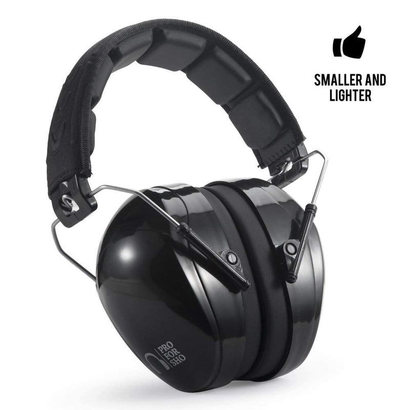 [Australia - AusPower] - Pro For Sho All Terrain Safety Ear Protection - LARGER Size Foldable Ear Muffs Much Lighter Weight & Maximum Hearing Protection, Black 