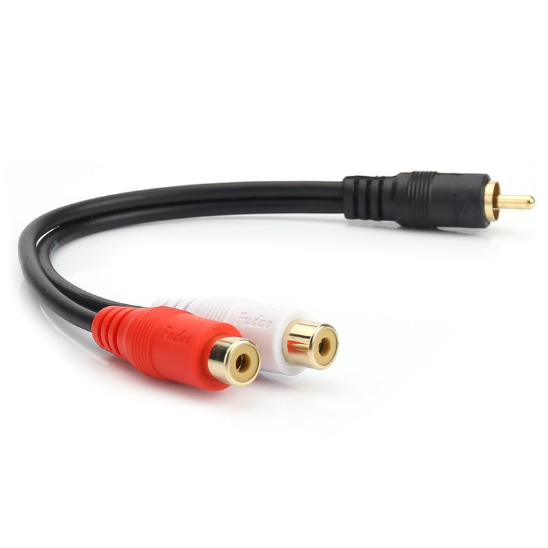 [Australia - AusPower] - RCA (M) to 2 RCA (F) Stereo Audio Y Adapter Subwoofer Cable (24k Gold Plated) 1 Male to 2 Female Y Splitter Connectors Extension Cord (20CM/0.5FT) 
