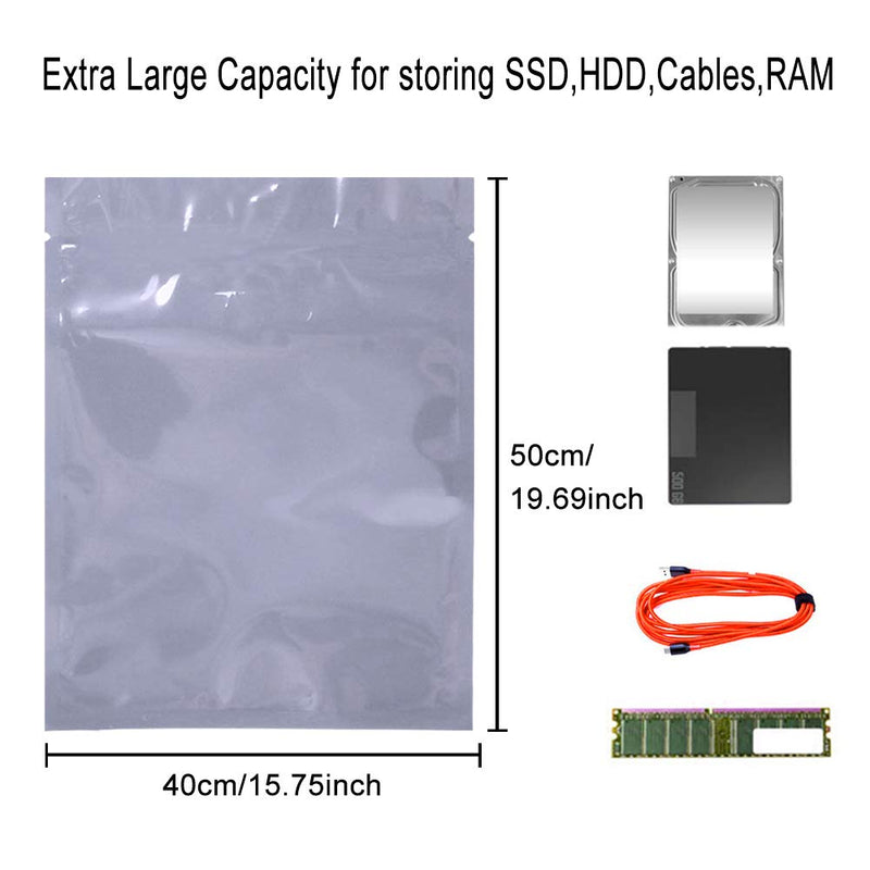 [Australia - AusPower] - 10Pcs Open Top Anti Static Bags 15.75x19.69in Extra Large ESD Shielding Bag 40x50cm with Static-Free Stickers for Computer Electronics 10pcs-15.75x19.69in Open-top 