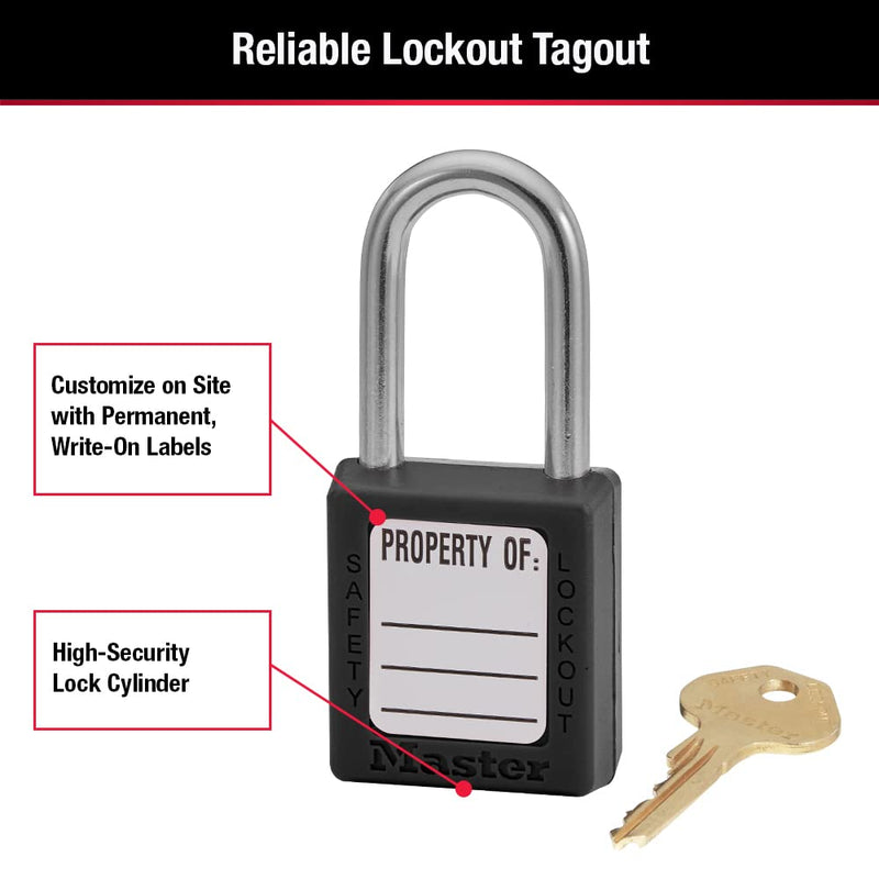 [Australia - AusPower] - Master Lock 410BLK Lockout Tagout Safety Padlock, Black 