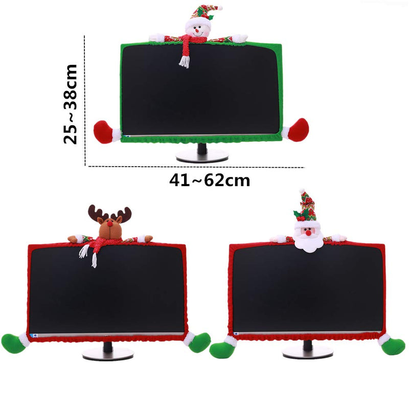 [Australia - AusPower] - SUSHAFEN 1 Pack Christmas Computer Monitor Border Cover TV Monitor Cover Elastic Laptop Computer Cover for Xmas Home Office Computer Decoration-Santa Claus 