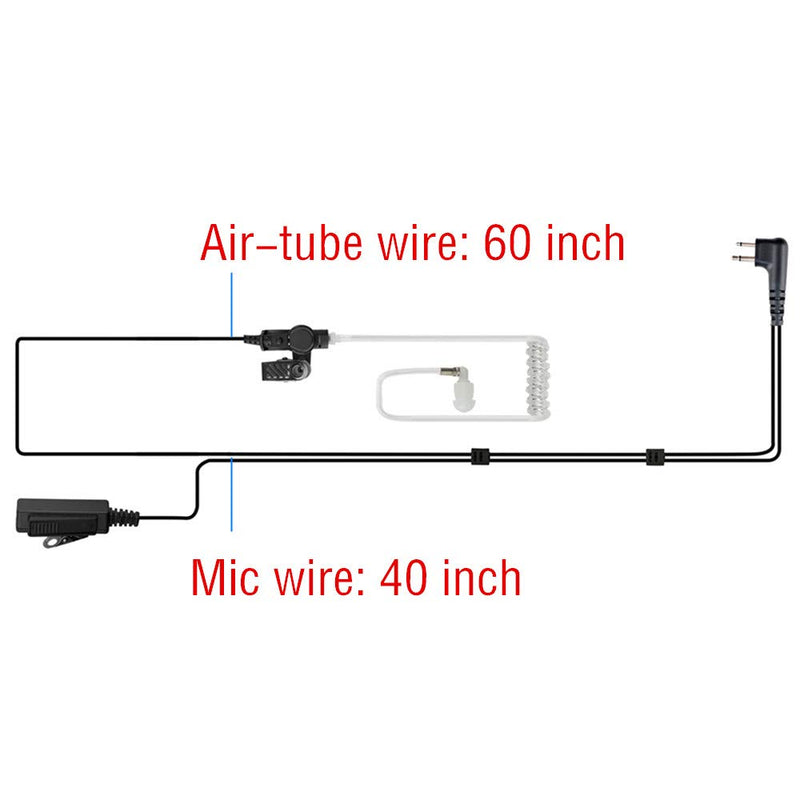 [Australia - AusPower] - A AIRSN 2 Pin Earpiece Headset for Motorola CP200,GP300,CLS1110,CLS1410 Walkie Talkies/Two Way Radio with Transparent Acoustic Tube (Pack of 2) 