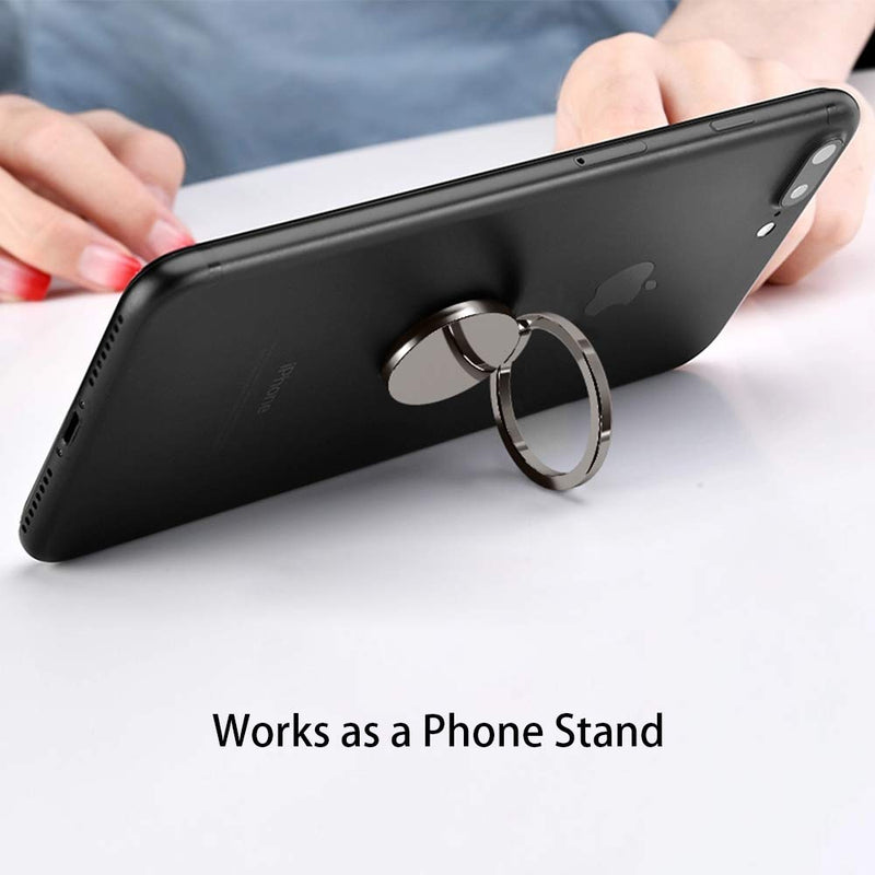 [Australia - AusPower] - Ultra Slim Phone Ring Holder, Tomorotec Thin Cell Phone Ring Stand for Magnetic Car Mount with Black Car Mount Hook - for iPhone X XR XS 8 7 Plus 6S 6 5s 5 SE, Galaxy S8 S7 S6 Edge (Metallic Grey) 