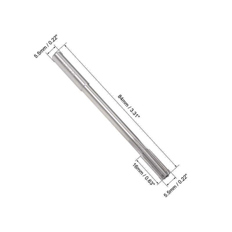 [Australia - AusPower] - uxcell 5.5mm Chucking Reamer, HSS Cobalt M35 Lathe Machine Reamer D4 6 Straight Flutes, Round Shank Milling Cutting Tool, for Stainless Steel Alloy Copper Metal 