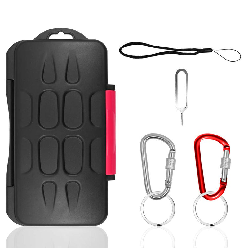 [Australia - AusPower] - Set of 2, Memory Card Case with Carabiner and Card Removal Tool, findTop Water-Resistant Shockproof Carrying Case Protector Box 24 Slots for 12 Piece SDHC/SDXC Cards and 12 Micro SD Cards 