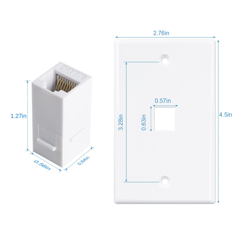 [Australia - AusPower] - Iwillink (2 Pack) 1-Port Ethernet Wall Plate, Keystone Jack Wall Plate with RJ45 Keystone Inline Coupler insert, Female to Female Cat6 Keystone Jack Wall Plate, White 2 Packs 1-Port 