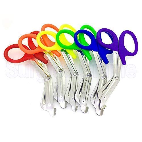 [Australia - AusPower] - NEW! 6 pcs EMT Trauma Shear Heavy Duty Assorted Rainbow, Ideal for EMS, Nurse, Medic, Police and Firefighter, Strong Enough to Cut A Penny in Half 