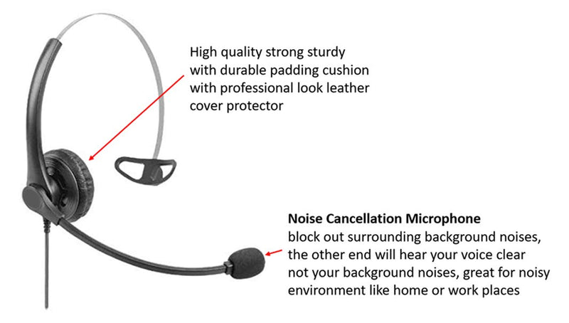 [Australia - AusPower] - USB Plug Hands-Free Call Center Noise Cancelling Corded Monaural Headset Headphone with Mic Mircrophone for Both Office PC VOIP Softphone and Telephone with USB Plug for Headset 