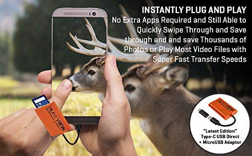 [Australia - AusPower] - SD Card Reader for Android - Type C USB Trail Camera Viewer, Photo & Video from All Game Cam Memory on Any Smart Phone, Samsung, Moto, LG + Free MicroUSB OTG Adapter, Includes Zipper Case 
