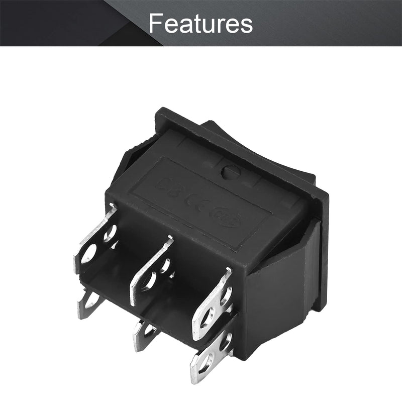 [Australia - AusPower] - Fielect 1Pcs KCD4 ON/Off Boat Rocker Switch 6Pin 250V/16A 125V/20A Car Boat Black Rocker Switch Toggle 1Pcs Black 