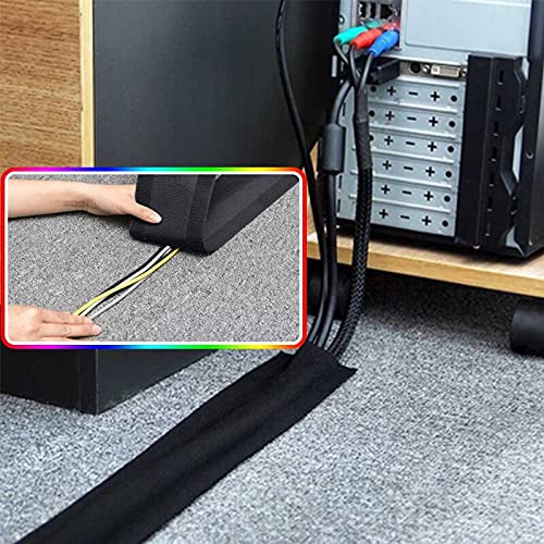 [Australia - AusPower] - Floor Cable Covers,20 Feet Cord Cover Wire Protector Velcro Cable Cover Wire Storage Cover Used to Protect The Cable and Prevent Tripping Over The Cords (Carpet) Carpet 