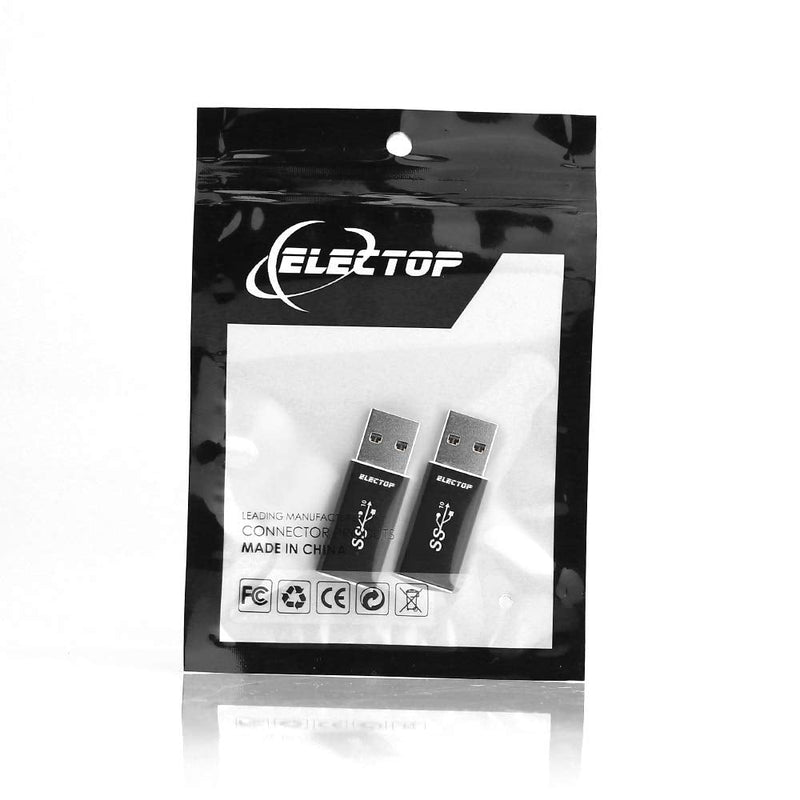 [Australia - AusPower] - Electop Updated USB 3.1 GEN 2 Male to Type-C Female Adapter (2 Pack), Support Double Sides10Gbps Charging & Data Transfer,USB A to USB C 3.1 Converter( Black) 