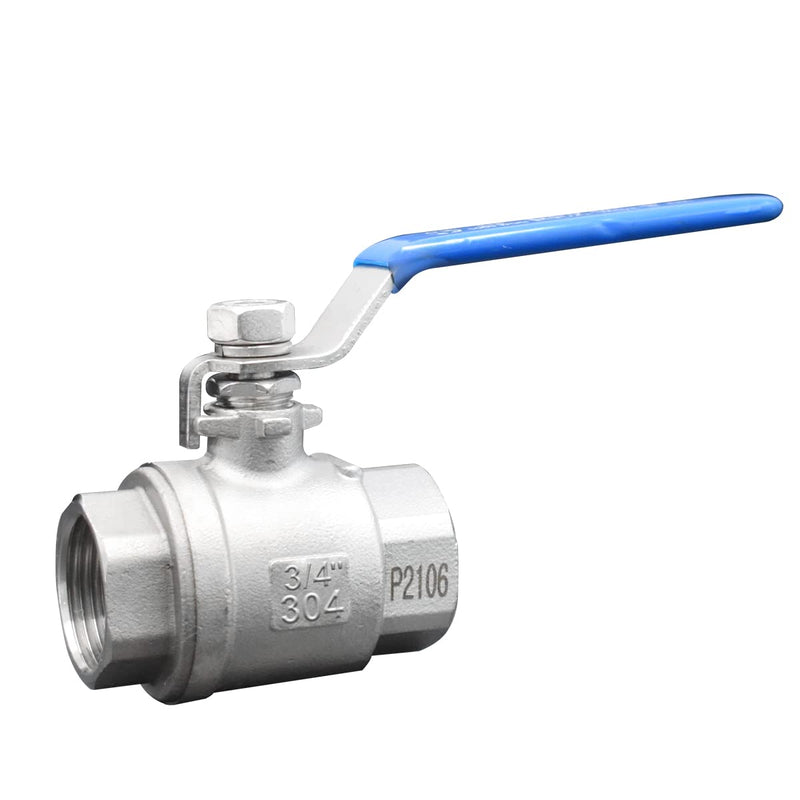 [Australia - AusPower] - VAV Ball Valve Full Port, 304 Stainless Steel, Gas, Water & Oil Standard Port with Vinyl Handle, NPT Female Threaded, Unibody, Lever, 3/4 Inch (2pcs) 3/4" NPT 