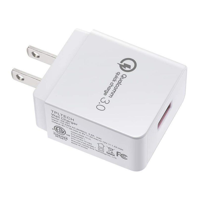[Australia - AusPower] - TPLTECH Quick Charge3.0 Wall Charger High Speed Charging for Xiaomi Redmi Note 7 8/Note 8 9 Pro/9S,Mi 8/8 Lite/8 Pro,Mi 9 SE Lite,9T Dash Pro,Mi A2 A3,MI Mix 3 2/Mix 2S,Pocophone F1,6.5Ft Type C Cord 